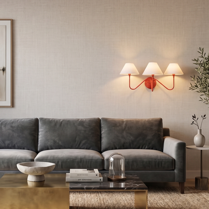 Wall Light – Artistic Red Triple Cone Shade Wall Sconce Contemporary Luxury Designer Lighting Fixture Modern Interiors Lighting LivingRoom