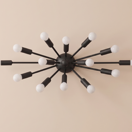 Matte Black 14 Light Wall Lamp, Modern Multi Arm Wall Sconce, Industrial Indoor Lighting Fixture, Contemporary Bedroom Living Room Light