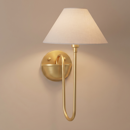 Wall Sconce Brass Fabric Shade, Luxury Bedside Wall Lamp, Modern Classic Wall Lighting, Elegant Hotel Sconce, Designer Hallway Light Fixture