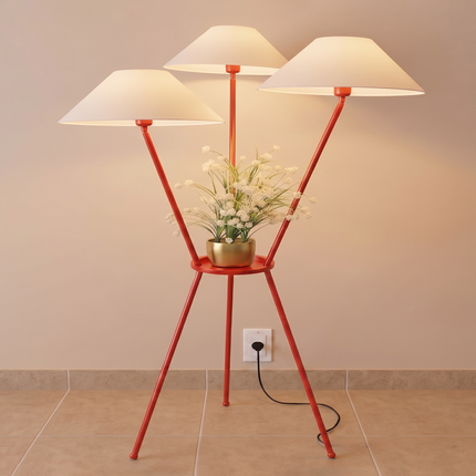Floor Lamp with 3 Light Stand, Modern Red Standing Lamp for Living Room, Bedroom, Contemporary Display Floor Lighting, Artistic Home Decor