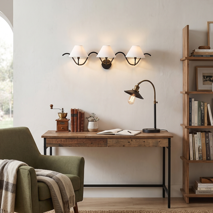 Wall Light – Modern Matte Black Triple Shade Wave Wall Sconce, Luxury Contemporary Bedroom & Living Room Designer Lighting Fixture