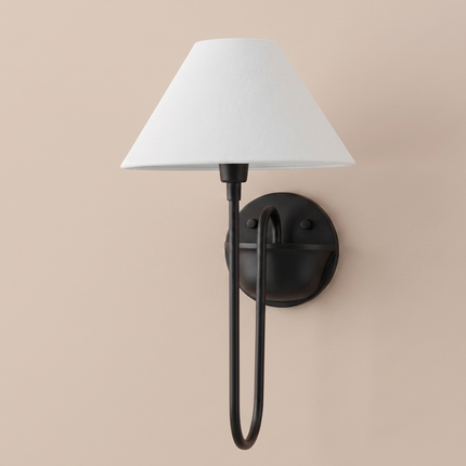 Matte Black Wall Sconce, Modern Wall Lamp, White Shade Light, Minimalist Sconce, Contemporary Lighting, Bedroom & Living Room Decor design