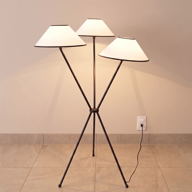 Floor Lamp Modern 3 Light Black Metal Standing Lamp Shade, Floor Lighting for Living Room Bedroom Office, Minimalist Scandinavian Home Decor
