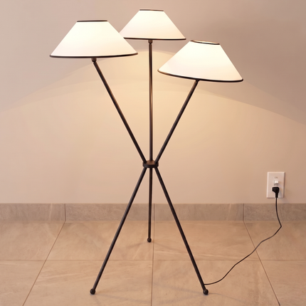 Floor Lamp Modern 3 Light Black Metal Standing Lamp Shade, Floor Lighting for Living Room Bedroom Office, Minimalist Scandinavian Home Decor