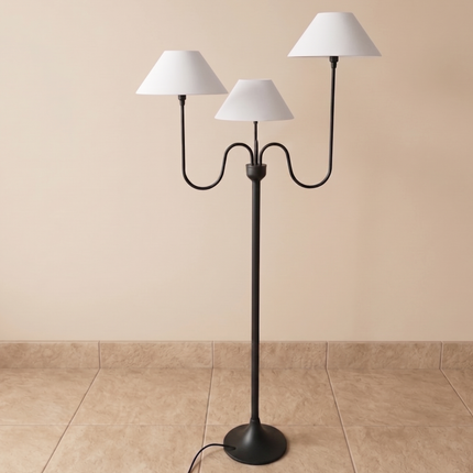Floor Lamp Modern Matte Black 3 Light Curved Arms & White Shades, Contemporary Standing Lamp for Living Room, Bedroom, Reading Corner Decor.