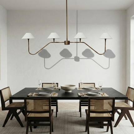 Chandelier Light – Antique brass 4 Light Chandelier | Elegant Modern Ceiling Fixture for Dining Room and Living Space
