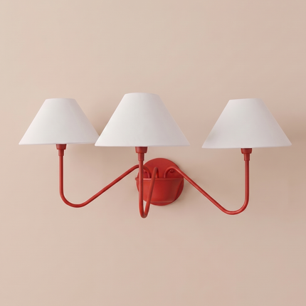 Wall Light – Artistic Red Triple Cone Shade Wall Sconce Contemporary Luxury Designer Lighting Fixture Modern Interiors Lighting LivingRoom