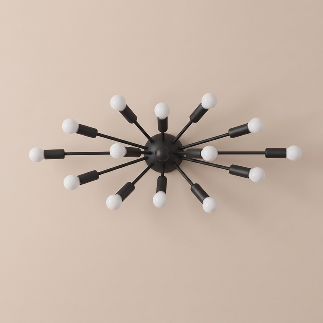 Matte Black 14 Light Wall Lamp, Modern Multi Arm Wall Sconce, Industrial Indoor Lighting Fixture, Contemporary Bedroom Living Room Light