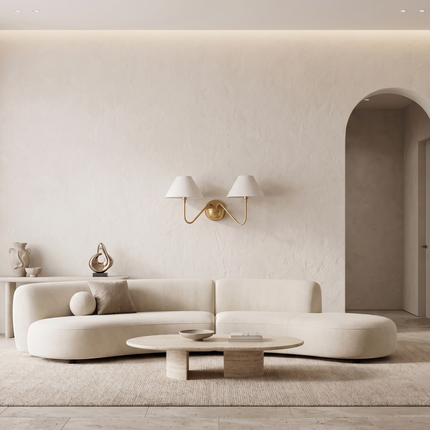 Gold Brass Double Wall Sconce, Elegant 2 Light Wall Lamp with White Shades, Luxury Bedroom Lighting for Refined Home Interiors Décor Options