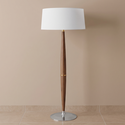 Floor Lamp Modern Wooden, Mid Century Modern Standing Lamp with White Drum Shade, Scandinavian Living Room Bedroom Lighting Lamp Home Decor.