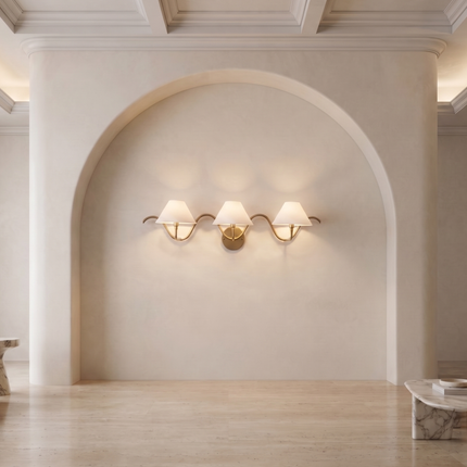 Wall Light – Antique brass Triple Lamp Wall Sconce Elegant Scandinavian Wave Design Luxury Fixture for Hallway & Bedroom Bedroom Living Room