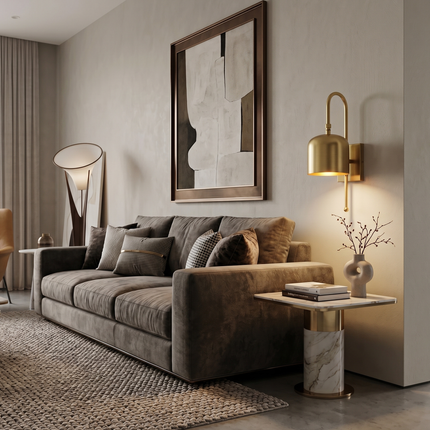 Brass Wall Sconce, Glam Wall Light, Gold Cylinder Shade Sconce, Luxury Wall Lamp, Bedroom Lighting, Hallway Accent Light, Brass Fixture.