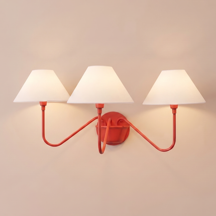 Wall Light – Artistic Red Triple Cone Shade Wall Sconce Contemporary Luxury Designer Lighting Fixture Modern Interiors Lighting LivingRoom