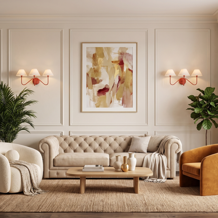 Wall Light – Artistic Red Triple Cone Shade Wall Sconce Contemporary Luxury Designer Lighting Fixture Modern Interiors Lighting LivingRoom