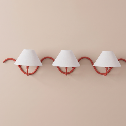 Wall Light – Contemporary Red Curved Triple Arm Wall Sconce, Artistic Modern Lighting Fixture for Luxury Interior for Bedroom, Living Room