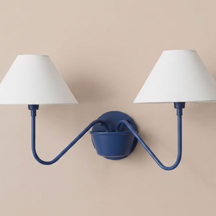 Wall Light Deep Blue Modern Double Shade Sconce, Minimalist Nordic Designer Wall Fixture for Luxury Bedroom & Contemporary Home Interiors