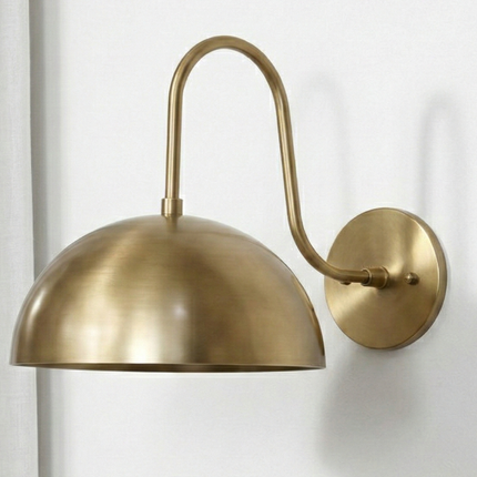 Modern Brass Dome Wall Sconce, Vintage Gold Bedside Wall Light, Minimalist Nordic Reading Lamp