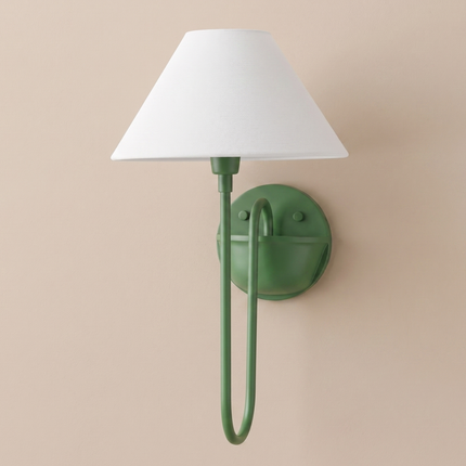 Wall Sconce with Emerald Green Fabric Shade, Contemporary Accent Wall Light Modern Bedroom Reading Lamp Designer Hallway Decoration Lighting