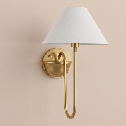 Wall Sconce Brass Fabric Shade, Luxury Bedside Wall Lamp, Modern Classic Wall Lighting, Elegant Hotel Sconce, Designer Hallway Light Fixture