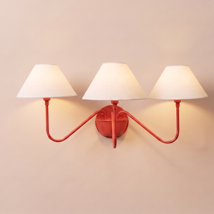 Wall Light – Artistic Red Triple Cone Shade Wall Sconce Contemporary Luxury Designer Lighting Fixture Modern Interiors Lighting LivingRoom