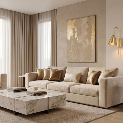 Gold Brass Wall Sconce, Modern Brass Wall Lamp, Gold Sconce Light, Bedroom Lighting, Reading Light, Entryway & Living Room Light Hallway