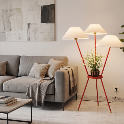 Floor Lamp with 3 Light Stand, Modern Red Standing Lamp for Living Room, Bedroom, Contemporary Display Floor Lighting, Artistic Home Decor