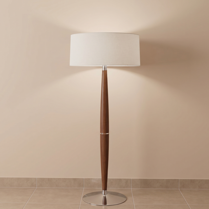 Floor Lamp Modern Wooden, Mid Century Modern Standing Lamp with White Drum Shade, Scandinavian Living Room Bedroom Lighting Lamp Home Decor.