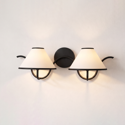 Wall Light Black Trim Twin Shade Sconce, High End Modern Wall Fixture, Scandinavian Designer Interior Lighting