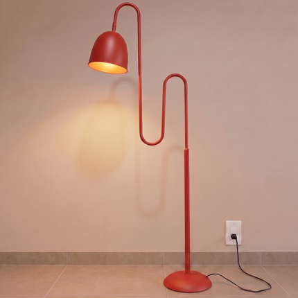 Floor Lamp with Modern Sculptural Standing Light,Bold Red Statement Lamp, Artistic Reading Lamp for Living Room Bedroom Decor home Item