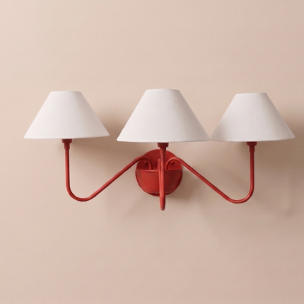 Wall Light – Artistic Red Triple Cone Shade Wall Sconce Contemporary Luxury Designer Lighting Fixture Modern Interiors Lighting LivingRoom