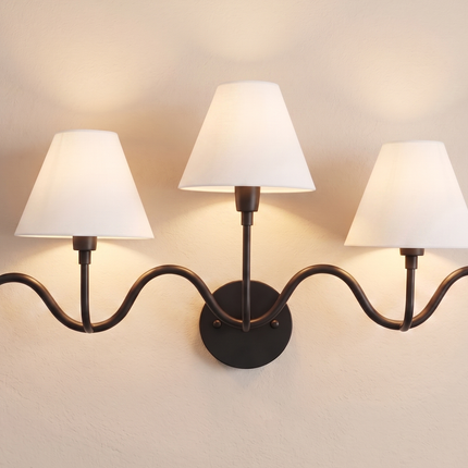 Wall Light – Luxury Matte Black Triple Arm Wavy Wall Sconce, Modern Scandinavian Fixture for Bedroom, Living Room & Boutique Interior design
