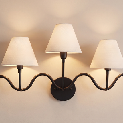 Wall Light – Luxury Matte Black Triple Arm Wavy Wall Sconce, Modern Scandinavian Fixture for Bedroom, Living Room & Boutique Interior design