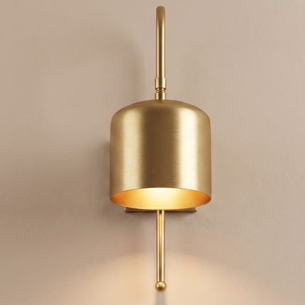 Brass Wall Sconce, Glam Wall Light, Gold Cylinder Shade Sconce, Luxury Wall Lamp, Bedroom Lighting, Hallway Accent Light, Brass Fixture.