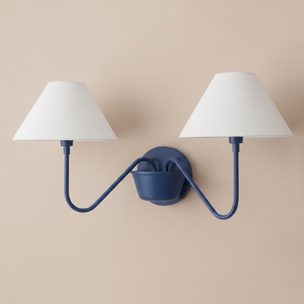 Wall Light Deep Blue Modern Double Shade Sconce, Minimalist Nordic Designer Wall Fixture for Luxury Bedroom & Contemporary Home Interiors