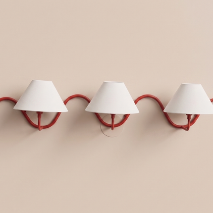 Wall Light – Contemporary Red Curved Triple Arm Wall Sconce, Artistic Modern Lighting Fixture for Luxury Interior for Bedroom, Living Room