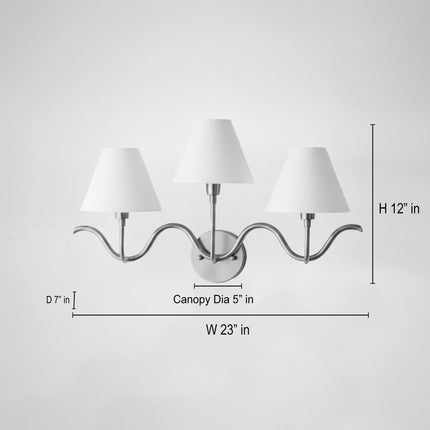 3 Light Red Wall Sconce, Sculptural Wall Lamp, White Fabric Shades, Modern Wall Light, Artistic Sconce, Statement Lighting badroom light