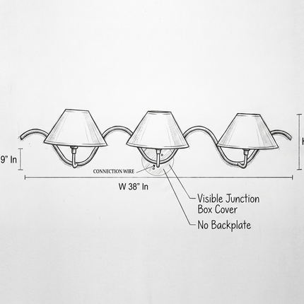 Matte Black 3 Light Wall Sconce, Modern Wall Lamp, White Fabric Shade Lighting, Sculptural Wall Light, Bedroom, Living Room & Hallway Decor