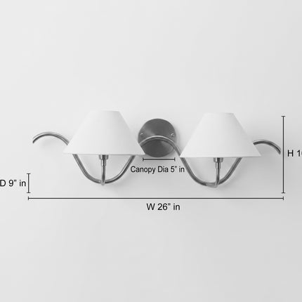 Antique Brass Wall Sconce 2 Light Brass Wall Lamp with White Fabric Shades, Modern Vintage Wall Light,Bedroom Sconce Elegant Statement Light