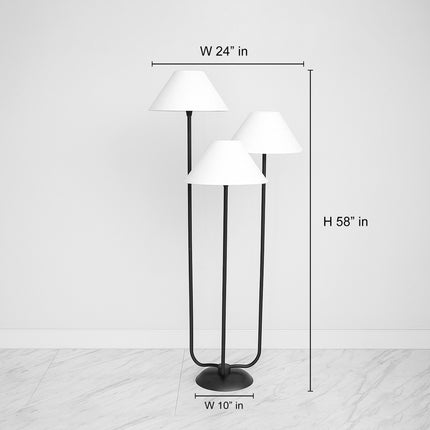 Floor Lamp Modern Triple Light Standing Lamp Matte Black Metal Floor Light Modern Matte Black Metal Standing Light Room Contemporary Light
