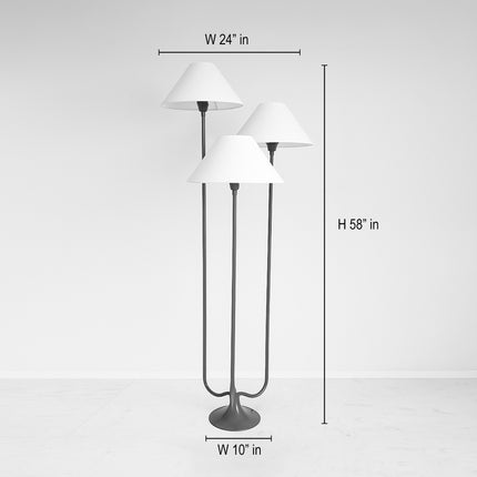 Floor Lamp with Modern Red Triple Shade 3 Light Standing Lamp Contemporary Red Floor Light Minimalist Room Triple Shade Standing Home Light