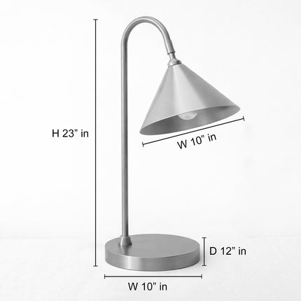 Table Lamp – Elegant Brushed Gold Cone Table Lamp with Curved Arm | Luxury Modern Reading and Office Lighting