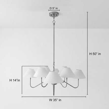 Modern Brass Chandelier Light Fixture – Minimalist White Shade Ceiling Pendant Lighting for Living Room, Dining Room, Bedroom