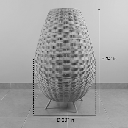 Handwoven Rattan Floor Lamp, Boho Wicker Standing Lamp, Coastal Natural Lighting, Handmade in India, Japandi Home Decor
