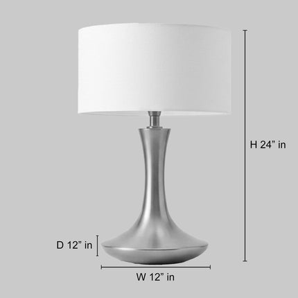 Table Lamp – Luxury Brushed Gold Table Lamp with Elegant Tulip Base and Linen Drum Shade | Modern Glam Bedside Accent Lighting