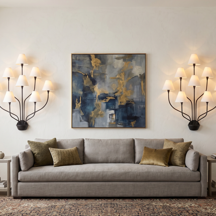 Wall Light – Matte Black 8-Light Artistic Wall Sconce with White Cone Shades | Minimal Modern Luxury Lighting Fixture for Interior Wall