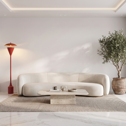 Floor Lamp Red Modern, Contemporary Standing Light for Living Room Decor, Sculptural Minimalist Lighting, Designer Statement Home Accent