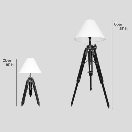 Sheesham Wood Tripod Table Lamp: Antique Brass Finish red