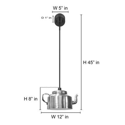 Matte Black Teapot Hanging Light: Quirky Kitchen Lighting matte black