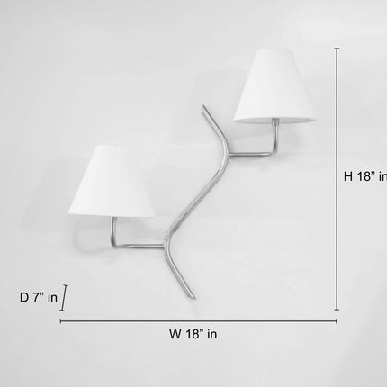 2 Light Red Wall Sconce, Sculptural Wall Lamp, White Fabric Shades, Modern Wall Light, Artistic Sconce, Living Room Bedroom Lighting design