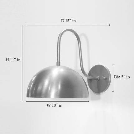 Luxury Curved Brass Dome Wall Sconce – Gooseneck Elegance for Modern Interiors